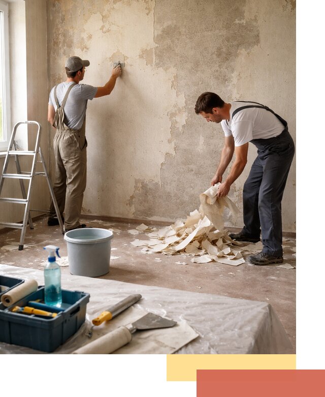 Снятие старых обоев в Видном быстро и качественно