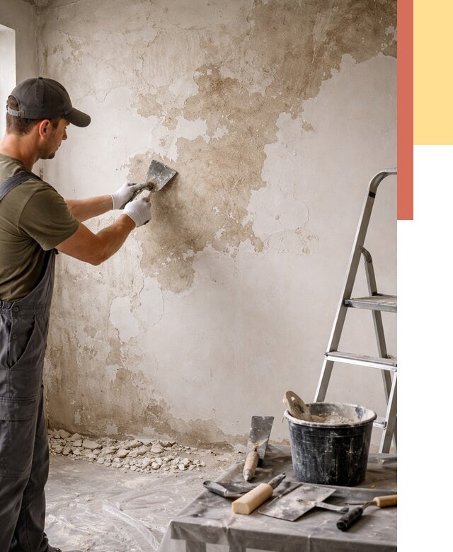 Снятие старой шпаклевки в Видном от 1915 руб. — быстро и недорого | ОТДЕЛОЧНИК-Вдн