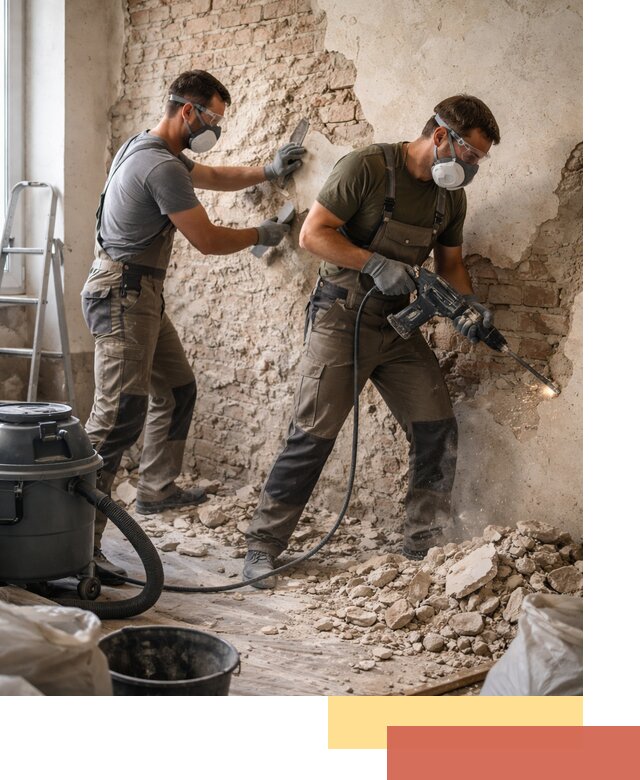 Демонтаж штукатурки со стен в Видном быстро и аккуратно