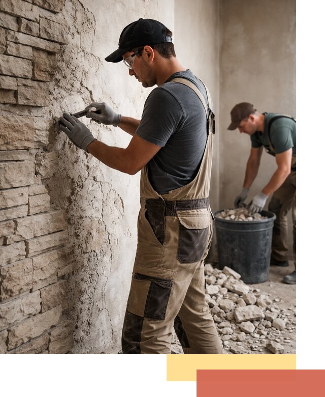 Демонтаж декоративного камня в Видном профессионально и безопасно