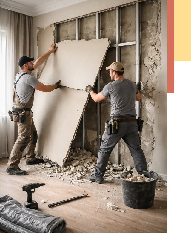 Демонтаж гипсокартона со стен в Видном от 362 руб. — услуги демонтажа | ОТДЕЛОЧНИК-Вдн