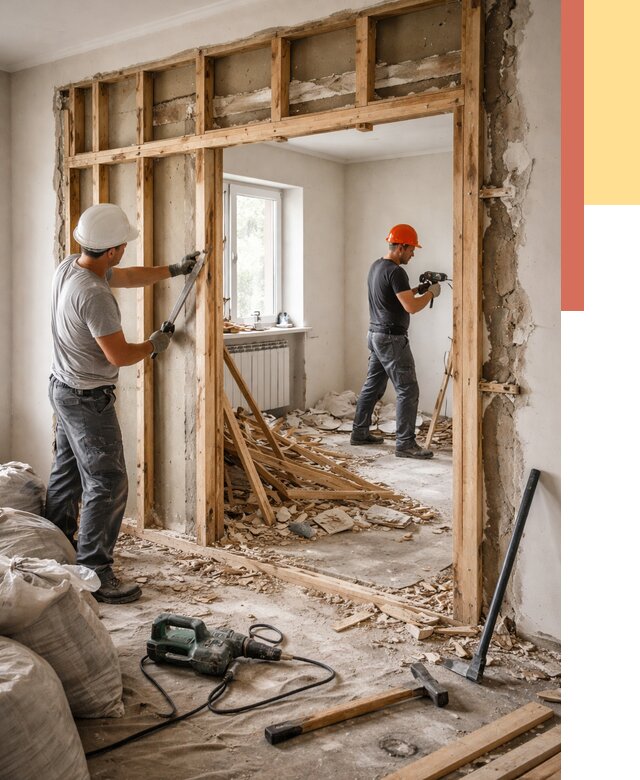 Демонтаж деревянных перегородок в Видном от 3312 руб. — быстро и недорого | ОТДЕЛОЧНИК-Вдн