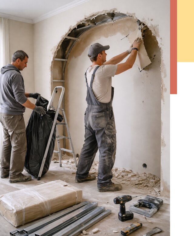 Демонтаж арки из гипсокартона в Видном от 3623 руб. — услуги под ключ | ОТДЕЛОЧНИК-Вдн