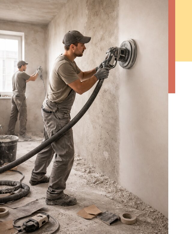 Шлифовка стен в Видном от 1242 руб/м2 — быстро и недорого | ОТДЕЛОЧНИК-Вдн