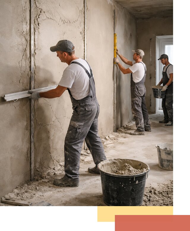 Штукатурка стен по маякам в Видном — точная и ровная поверхность