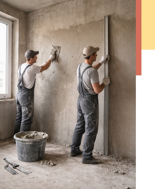 Штукатурка бетонных стен в Видном от 4658 руб/м² — качественно и быстро | ОТДЕЛОЧНИК-Вдн