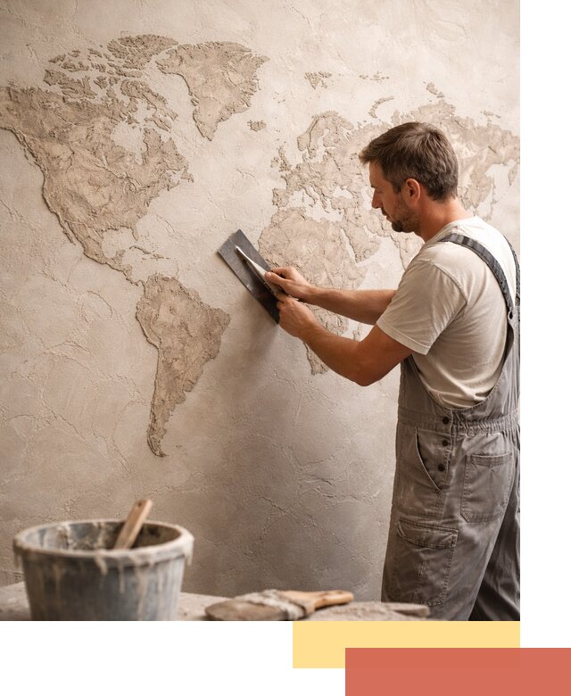 Декоративная штукатурка «Карта мира» под ключ в Видном