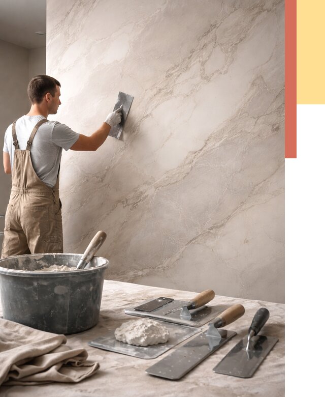 Декоративная штукатурка под мрамор в Видном от 2898 руб./м² — быстро и недорого | ОТДЕЛОЧНИК-Вдн