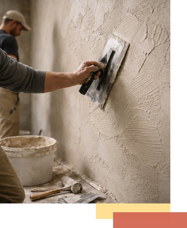 Фактурная штукатурка стен в Видном — монтаж, отделка, реставрация