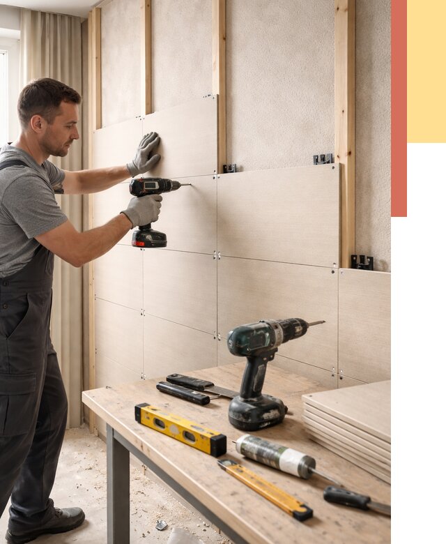 Монтаж МДФ панелей на стены в Видном от 1294 руб. под ключ | ОТДЕЛОЧНИК-Вдн