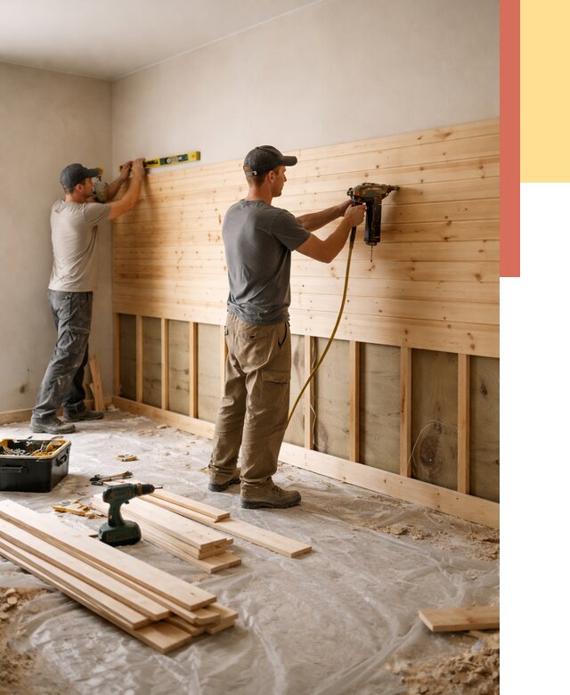 Монтаж деревянной вагонки на стены в Видном от 7763 руб. | Услуги монтажа вагонки | ОТДЕЛОЧНИК-Вдн