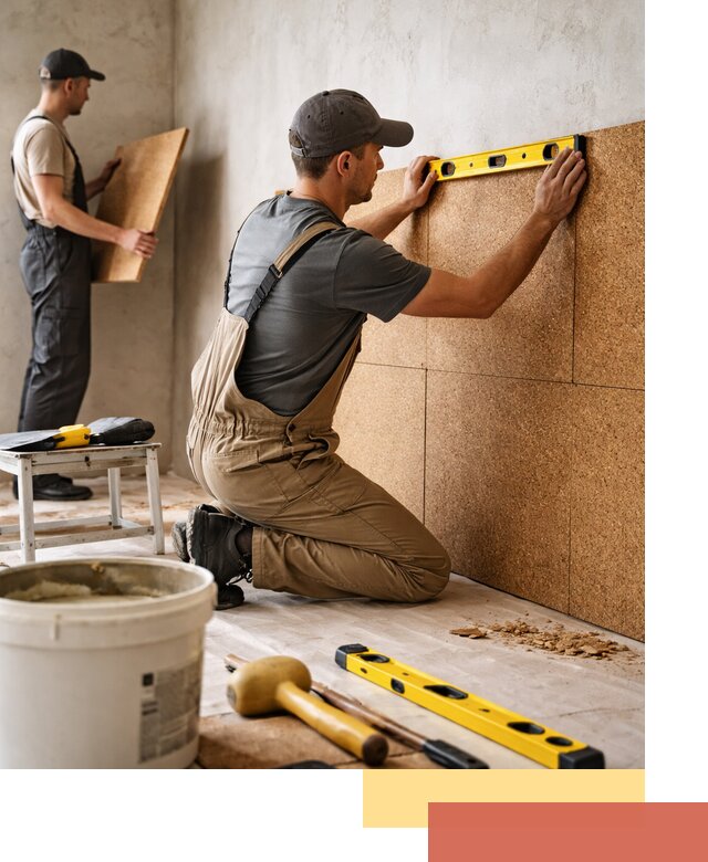 Монтаж пробковых панелей на стены в Видном быстро и качественно