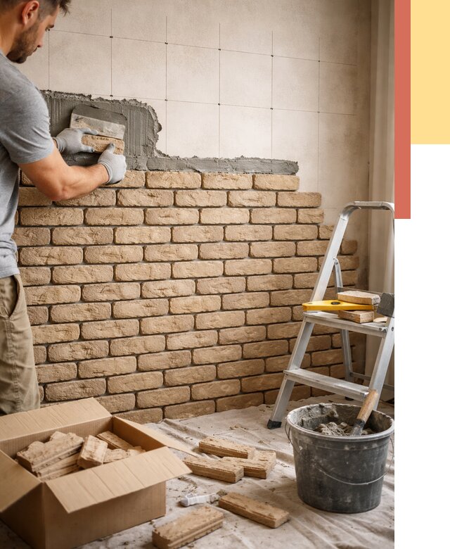 Монтаж декоративного кирпича в Видном от 3312 руб./м² — быстро и недорого | ОТДЕЛОЧНИК-Вдн