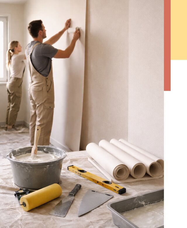 Поклейка бумажных обоев в Видном от 5693 руб./м2 — быстро и недорого | ОТДЕЛОЧНИК-Вдн