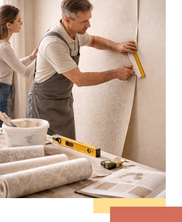 Поклейка обоев с подбором рисунка в Видном