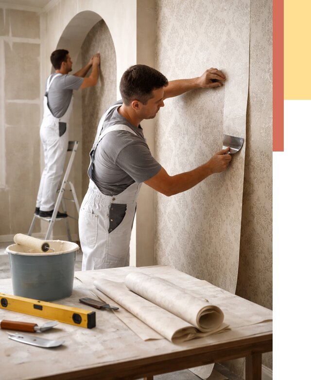 Поклейка обоев на сложные стены в Видном от 2898 руб. под ключ | ОТДЕЛОЧНИК-Вдн