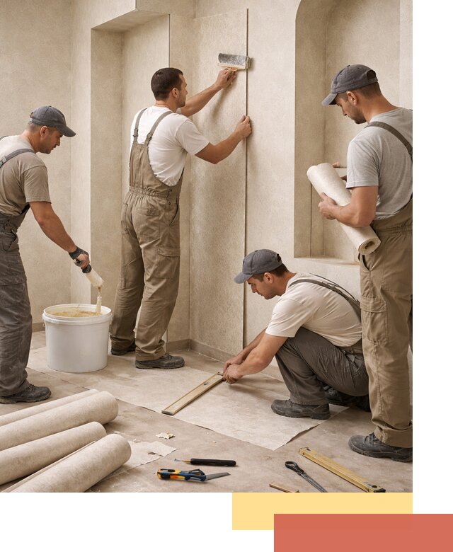 Поклейка обоев на сложные стены и неровные поверхности в Видном