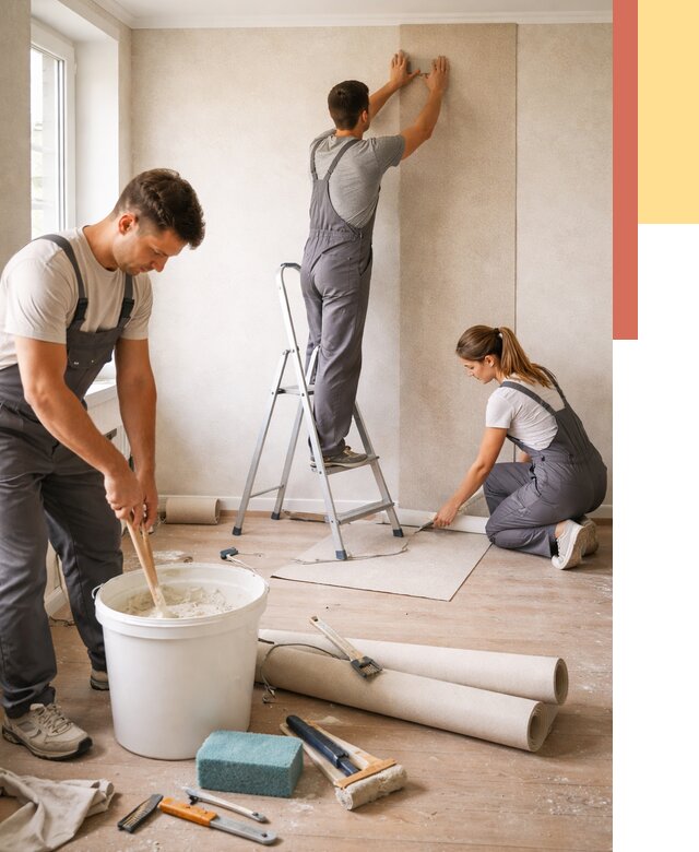 Оклейка стен обоями в Видном от 3623 руб/м2 — быстро и недорого | ОТДЕЛОЧНИК-Вдн