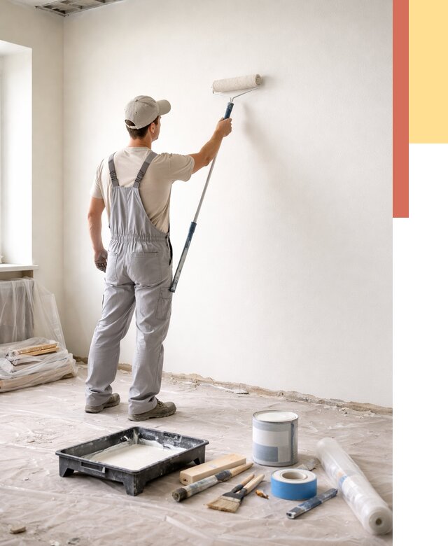 Покраска стен водоэмульсионной краской в Видном от 466 руб. за м² | ОТДЕЛОЧНИК-Вдн