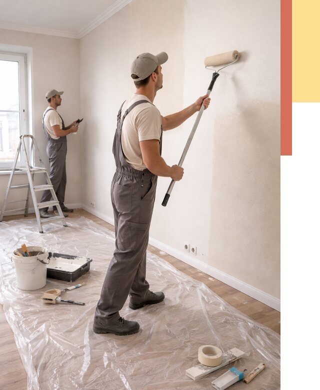 Покраска стен акриловой краской в Видном от 3623 руб./м² — быстро и недорого | ОТДЕЛОЧНИК-Вдн