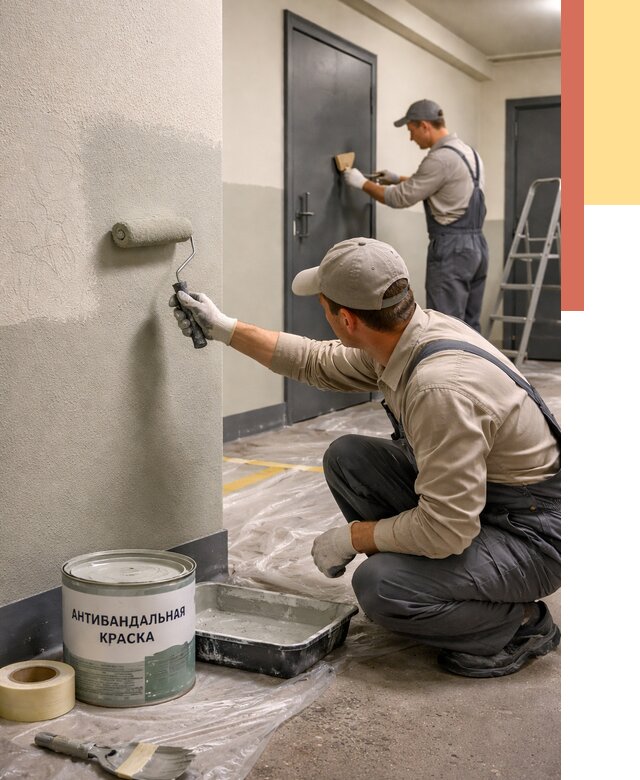 Покраска стен антивандальной краской в Видном от 4658 руб./м² под ключ | ОТДЕЛОЧНИК-Вдн