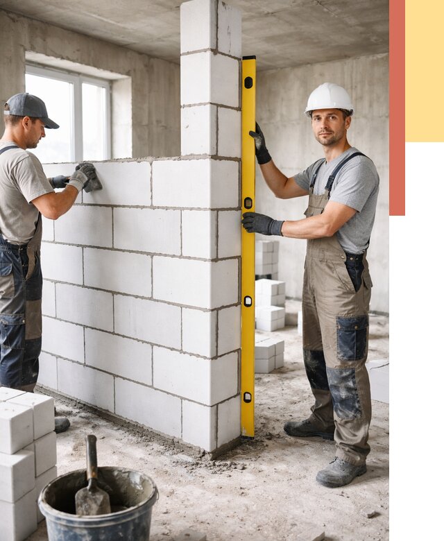 Кладка перегородок из пеноблока в Видном от 1863 руб. под ключ | ОТДЕЛОЧНИК-Вдн