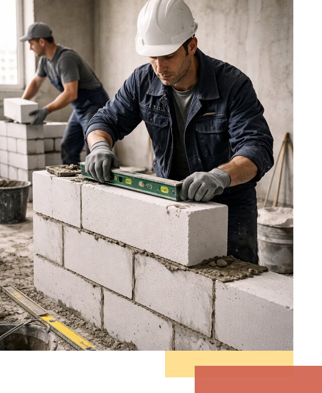 Кладка перегородок из пеноблока под ключ в Видном