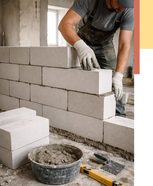 Кладка перегородок из силикатного блока в Видном от 4140 руб. под ключ | ОТДЕЛОЧНИК-Вдн