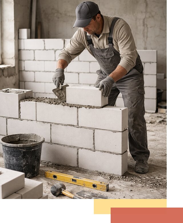 Кладка перегородок из силикатного блока в Видном