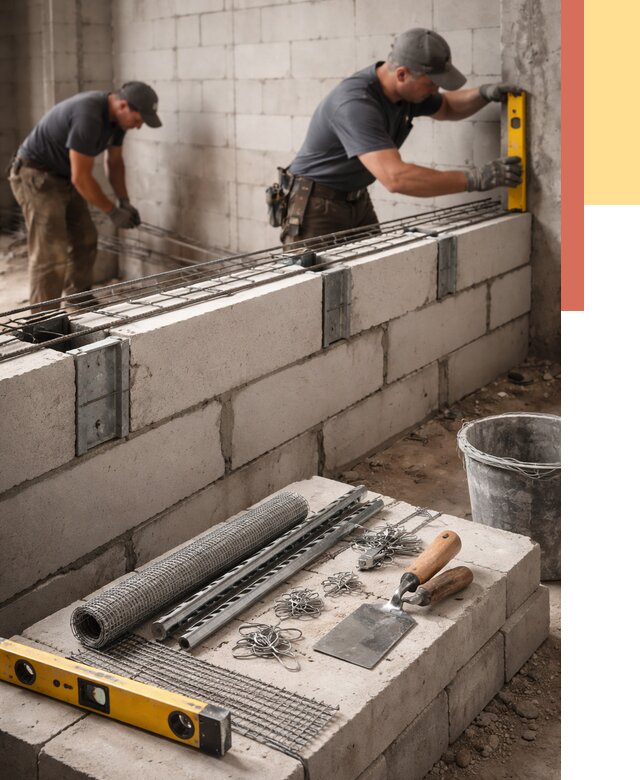 Армирование кладки перегородок в Видном от 776 руб. под ключ | ОТДЕЛОЧНИК-Вдн