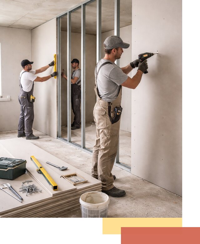 Однослойная перегородка из гипсокартона в Видном под ключ, монтаж и отделка