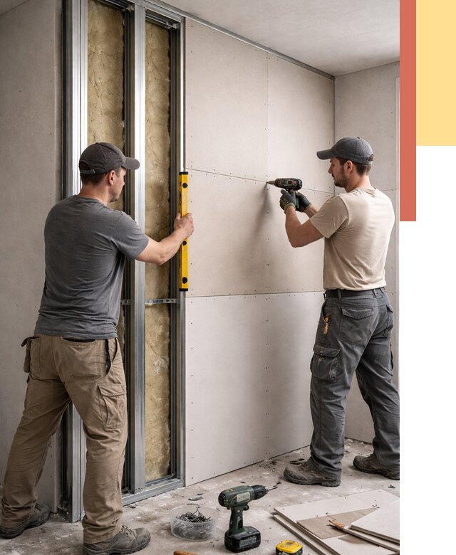 Монтаж двухслойной перегородки из гипсокартона в Видном от 1501 руб. | ОТДЕЛОЧНИК-Вдн