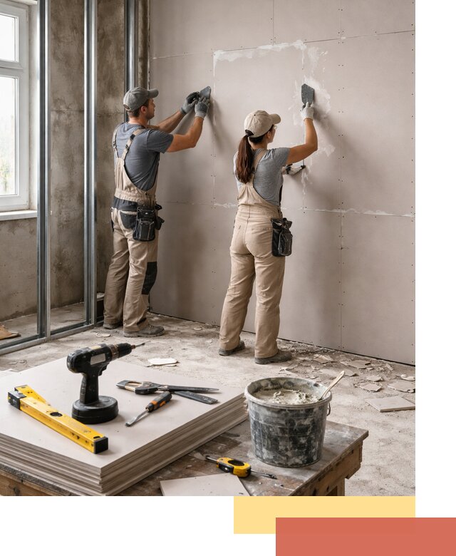 Монтаж двухслойной перегородки из гипсокартона в Видном