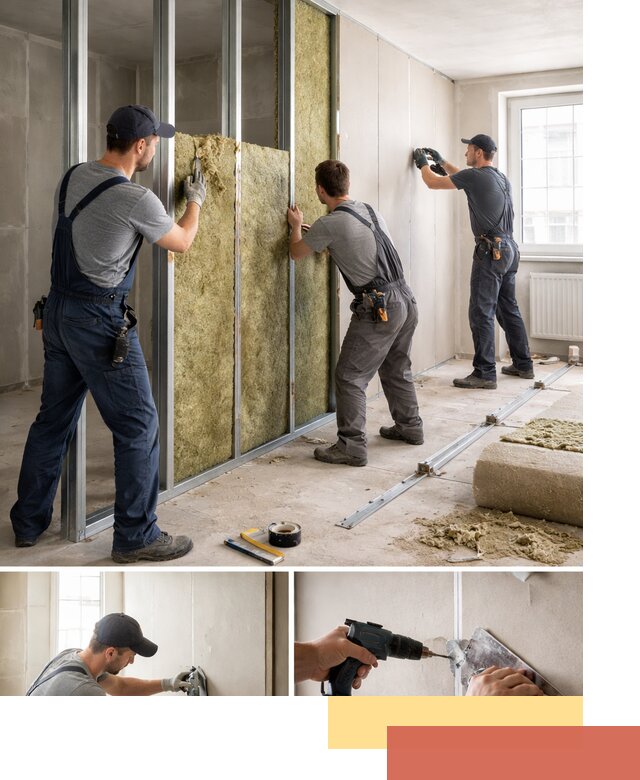 Перегородка из гипсокартона с шумоизоляцией в Видном — монтаж под ключ