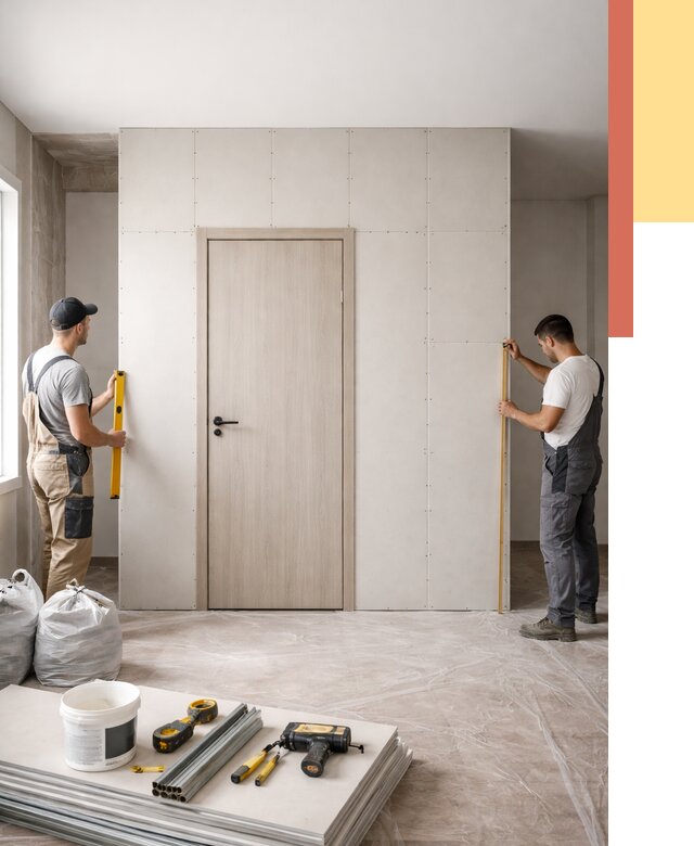 Перегородка из гипсокартона с дверью в Видном от 4658 руб. под ключ | ОТДЕЛОЧНИК-Вдн