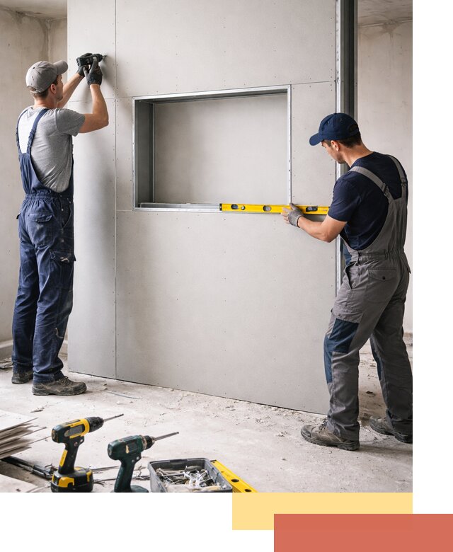 Перегородка из гипсокартона с нишей под декор в Видном