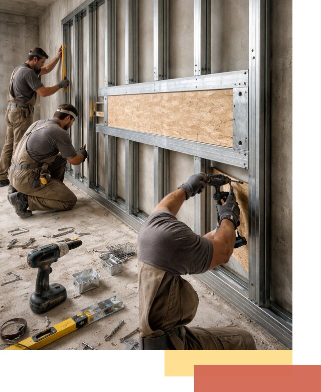 Усиленная перегородка для крепления тяжёлых конструкций в Видном