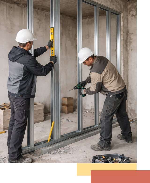 Монтаж каркаса перегородки из профиля в Видном