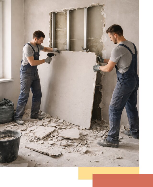 Демонтаж перегородки из гипсокартона в Видном быстрый и аккуратный