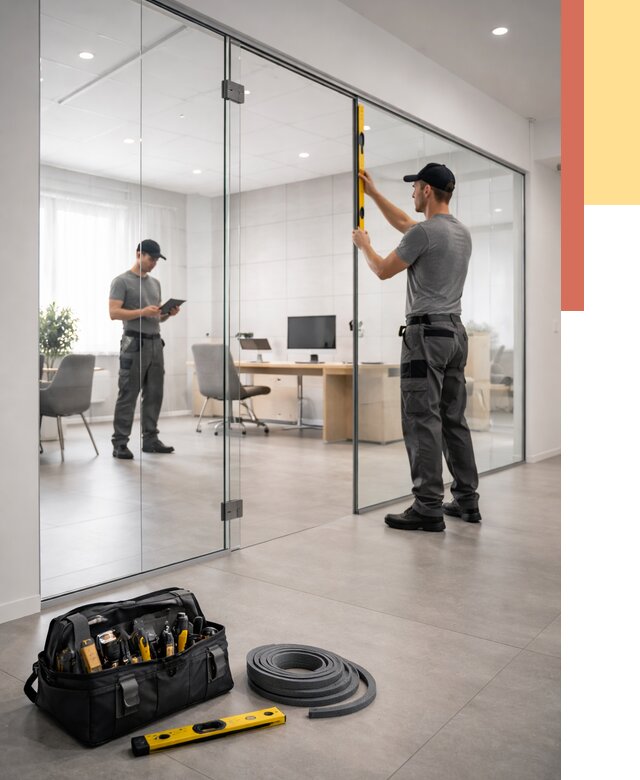 Цельностеклянные перегородки под ключ в Видном от 9833 руб. — монтаж и цены | ОТДЕЛОЧНИК-Вдн