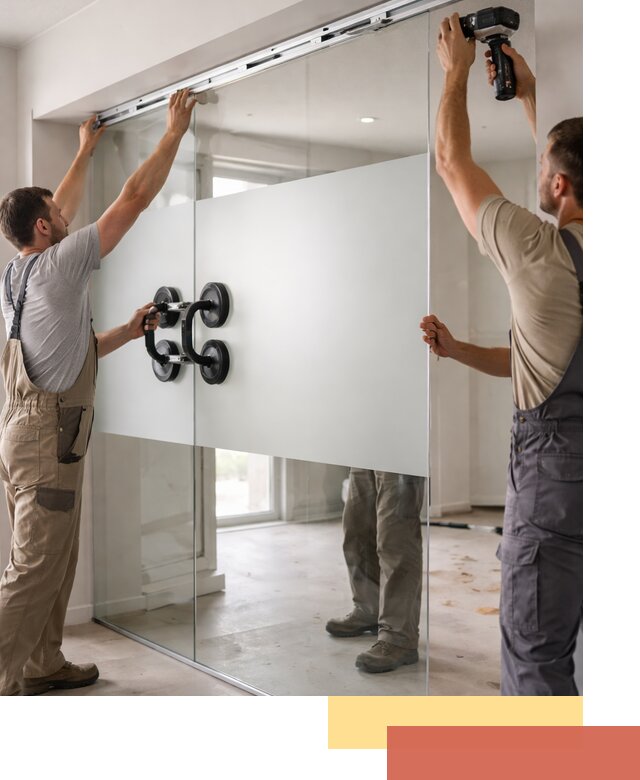 Матовые стеклянные перегородки под ключ в Видном