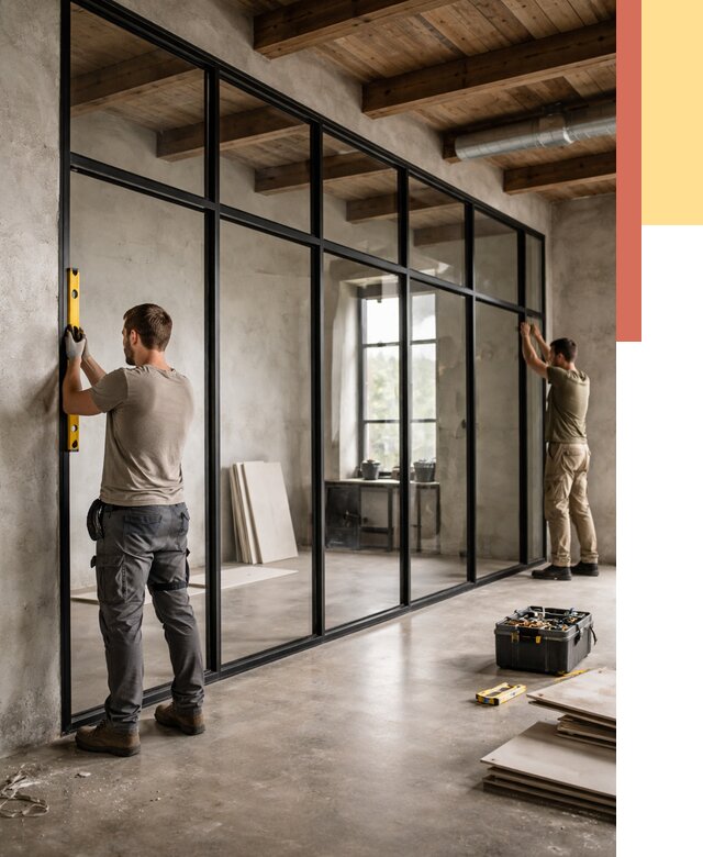 Стеклянные перегородки лофт в Видном от 10868 руб. под ключ | ОТДЕЛОЧНИК-Вдн