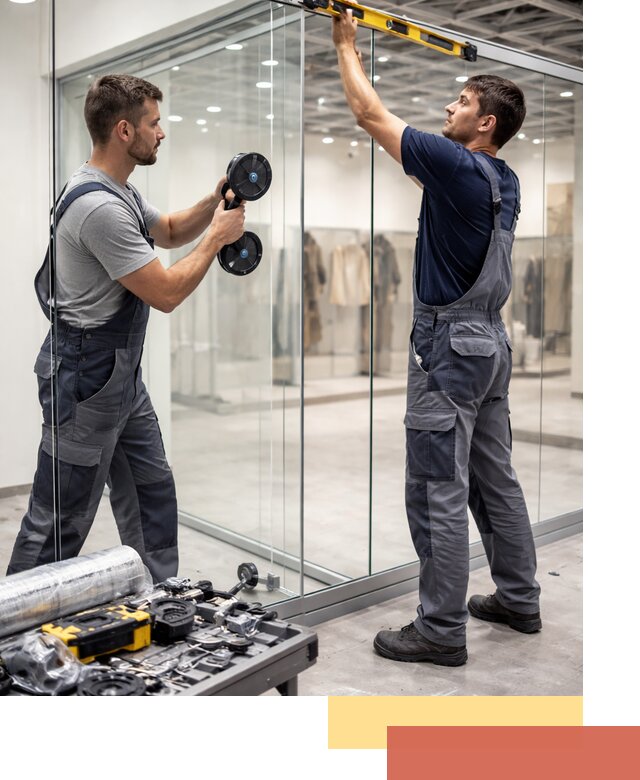 Стеклянные перегородки для магазинов в Видном — монтаж и установка