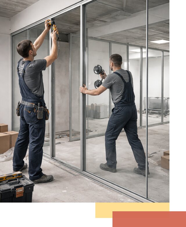 Алюминиевые перегородки со стеклом в Видном — изготовление и монтаж