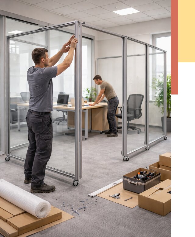 Мобильные офисные перегородки в Видном от 12938 руб. — установка под ключ | ОТДЕЛОЧНИК-Вдн