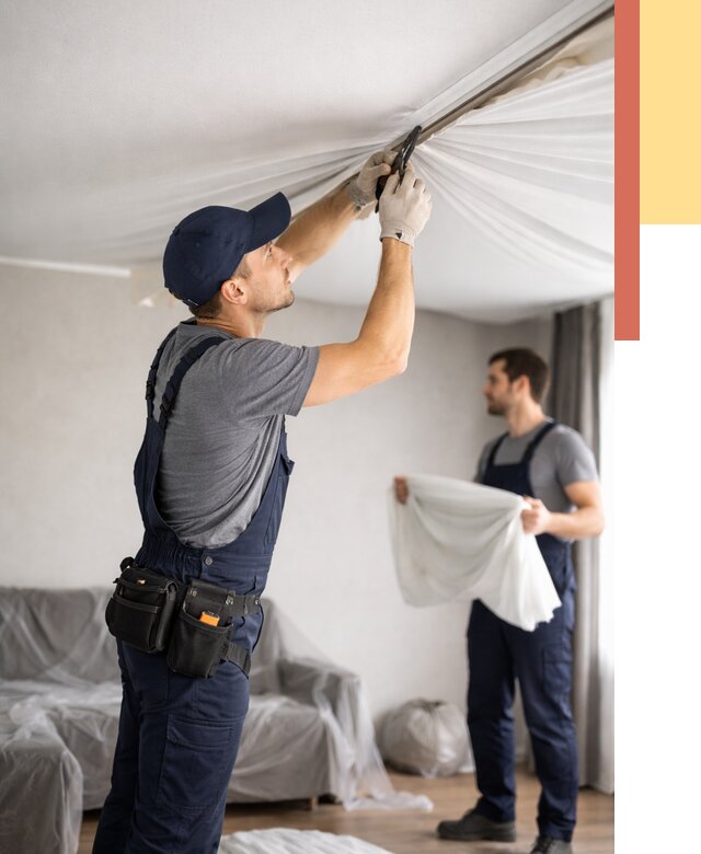 Демонтаж натяжного потолка в Видном от 4658 руб. — снятие и разбор под ключ | ОТДЕЛОЧНИК-Вдн