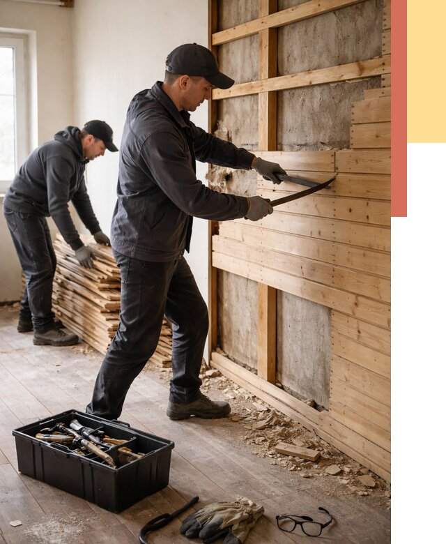 Демонтаж вагонки в Видном от 3933 руб/м2 — быстро и недорого | ОТДЕЛОЧНИК-Вдн