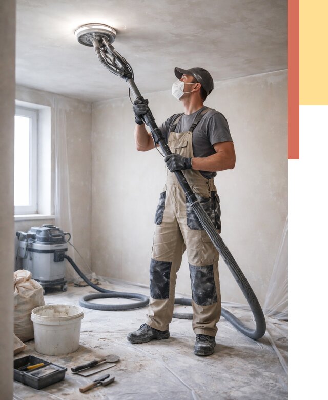 Шлифовка потолка в Видном от 3623 руб. — услуги шлифования потолка | ОТДЕЛОЧНИК-Вдн