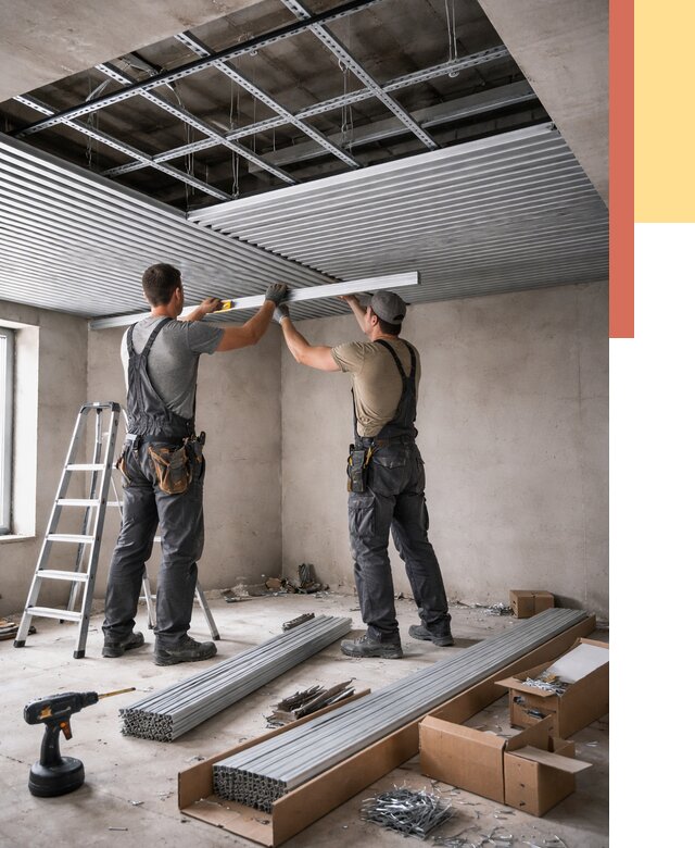 Монтаж реечного потолка в Видном от 4658 руб. под ключ | ОТДЕЛОЧНИК-Вдн