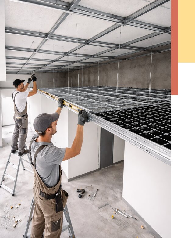 Монтаж потолка грильято в Видном от 466 руб./м² — быстрая сборка под ключ | ОТДЕЛОЧНИК-Вдн